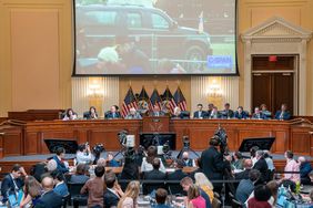 A video of President Trump's motorcade leaving the January 6th rally on the Ellipse is displayed as Cassidy Hutchinson, former Special Assistant to President Trump, testifies during the sixth hearing by the House Select Committee to Investigate the January 6th Attack on the US Capitol, in Washington, DC, on June 28, 2022.