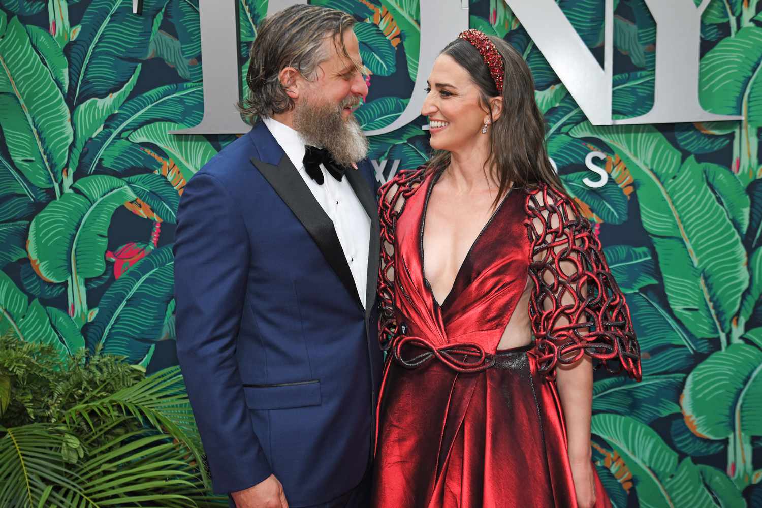 Joe Tippett and Sara Bareilles at the 76th Tony Awards held at the United Palace Theatre on June 11, 2023 in New York City.