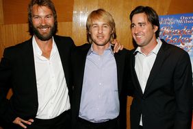 Andrew Wilson (L) poses with his brothers, actors Owen and Luke Wilson at the premiere of the ThinkFilm movie "The Wendell Baker Story" on May 10, 2007 in Los Angeles, California