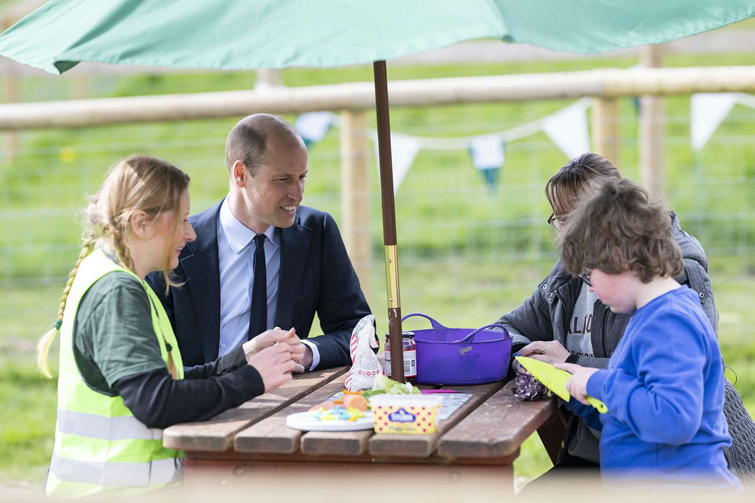 Prince William, Prince of Wales visits Woodgate Valley Urban Farm, a city farm dedicated to supporting children and young people struggling to access education and those experiencing mental health challenges, on April 25, 2024 in Birmingham