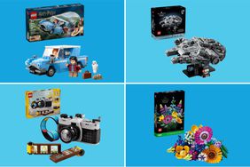 A collage of Lego sets we recommend on a colorful background