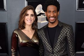 Suleika Jaouad (L) and recording artist Jon Batiste attend the 60th Annual GRAMMY Awards at Madison Square Garden on January 28, 2018 in New York City