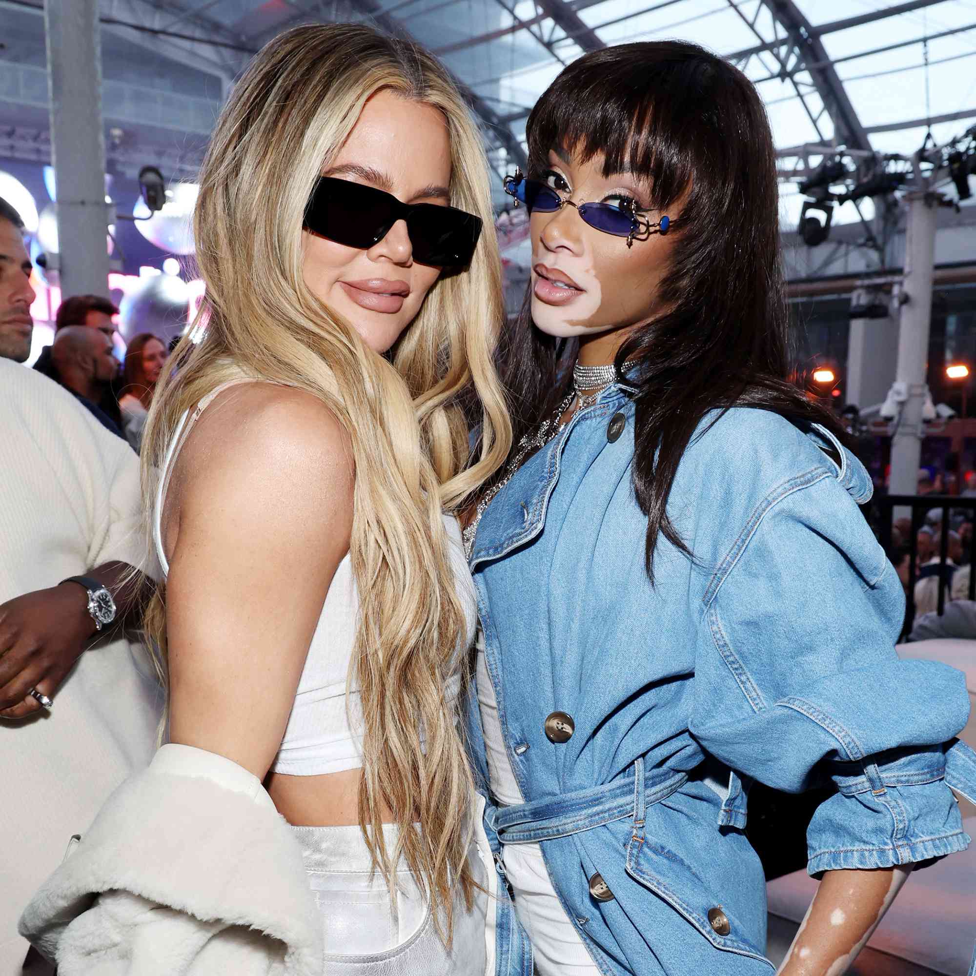 Khloe Kardashian and Winnie Harlow attend Michael Rubins 2024 Fanatics Super Bowl Party at the Marquee Nightclub at The Cosmopolitan of Las Vegas 