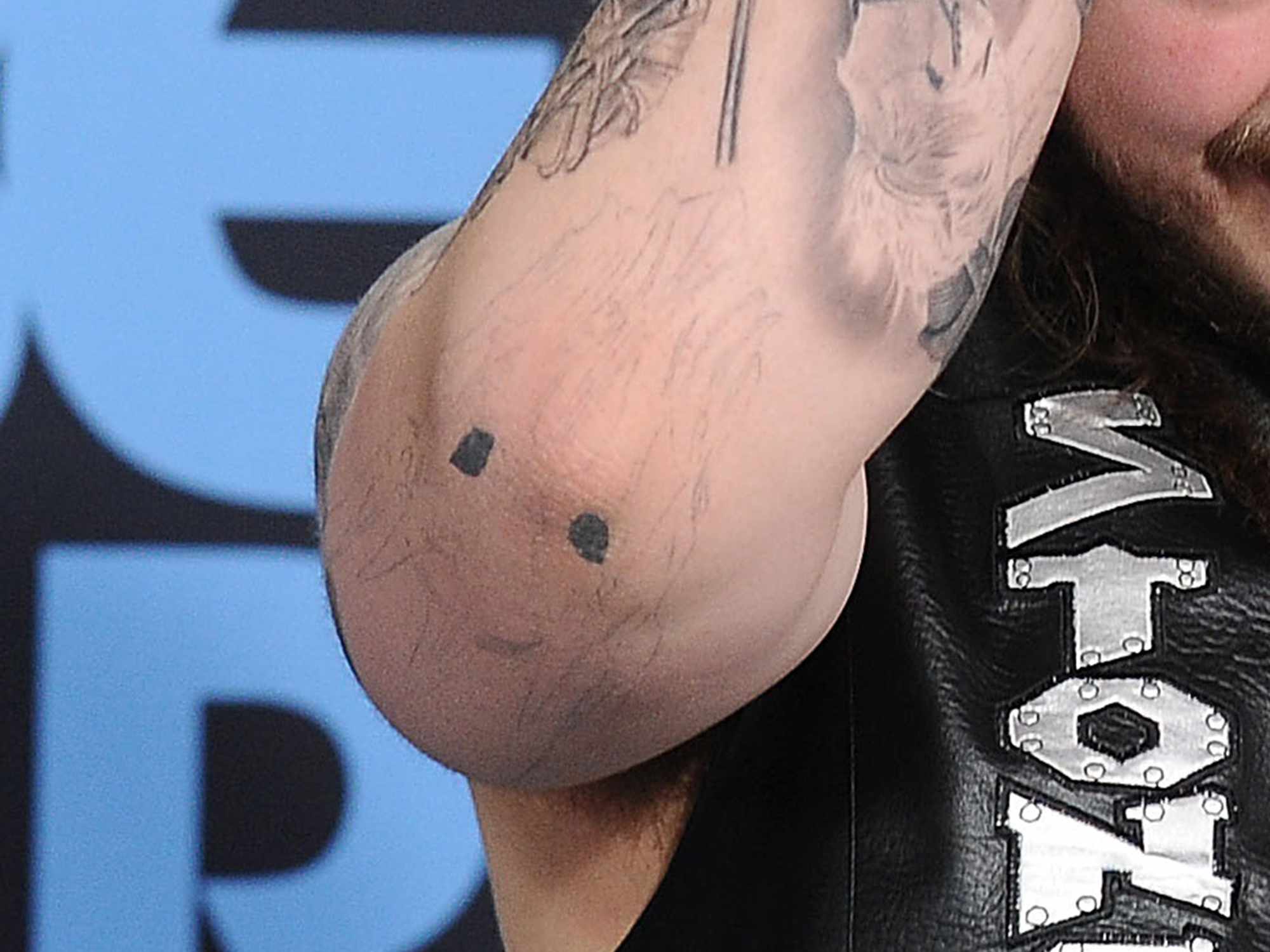 Post Malone (tattoo detail) attends the 2017 BET Awards at Microsoft Theater on June 25, 2017 in Los Angeles, California