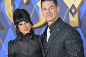 Shay Shariatzadeh and John Cena attend the World Premiere of 'Argylle' on January 24, 2024 in London, England.