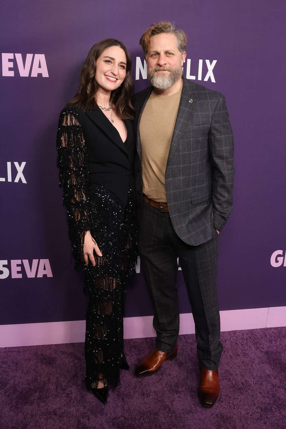 Sara Bareilles and Joe Tippett attend the Netflix "Girls5eva" season premiere at Paris Theater on March 07, 2024 in New York City.