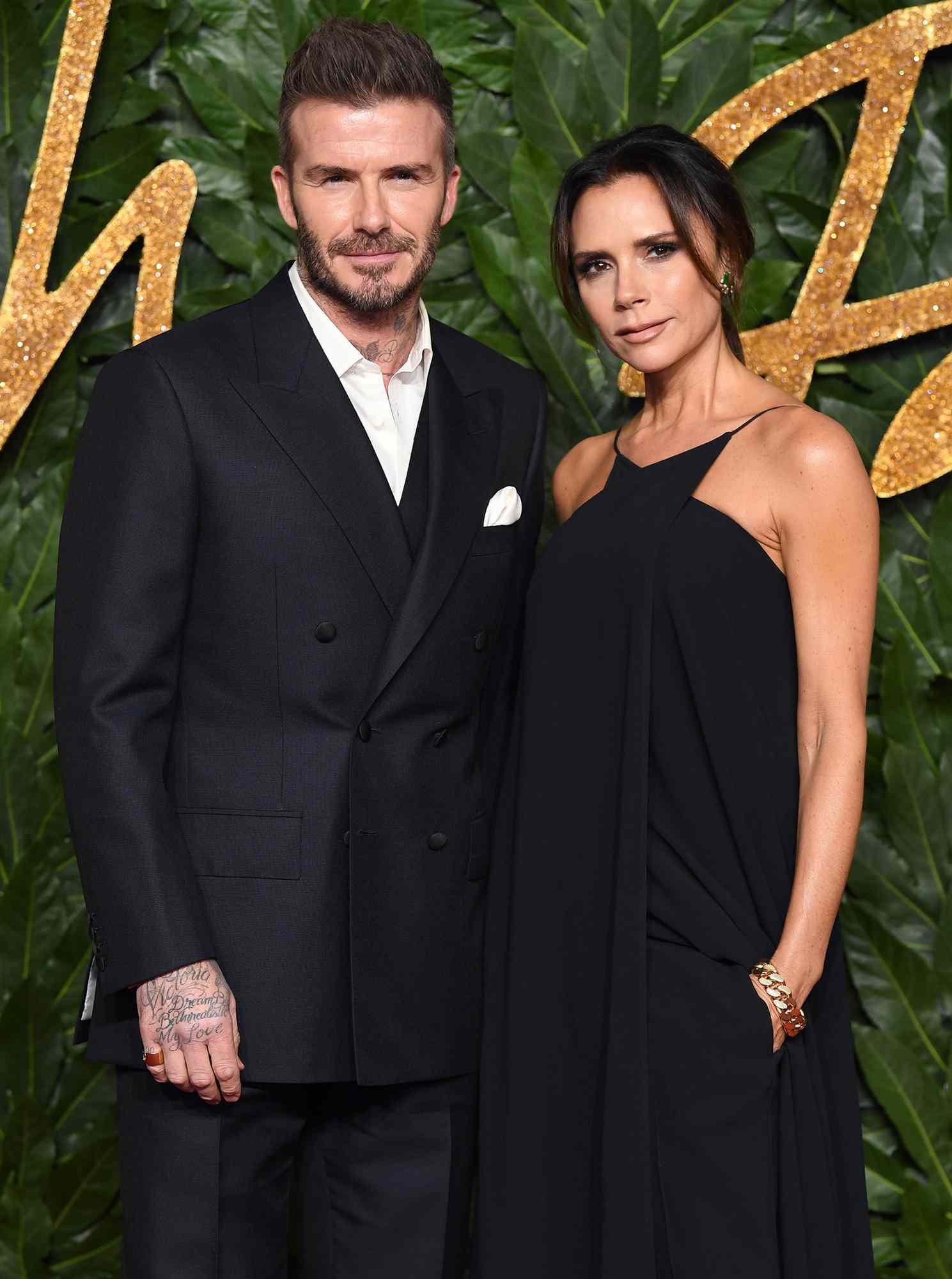 David Beckham and Victoria Beckham arrive at The Fashion Awards 2018 In Partnership With Swarovski at Royal Albert Hall on December 10, 2018 in London, England
