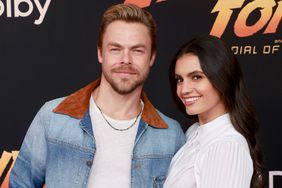 Derek Hough and Hayley Erbert attend the Los Angeles Premiere of LucasFilms' "Indiana Jones And The Dial Of Destiny" at Dolby Theatre on June 14, 2023 in Hollywood, California.