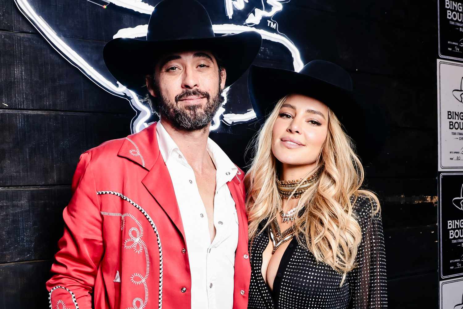 Ryan Bingham and Hassie Harrison attend Bingham's Bourbon NFR After Party on December 07, 2023 in Las Vegas, Nevada. 