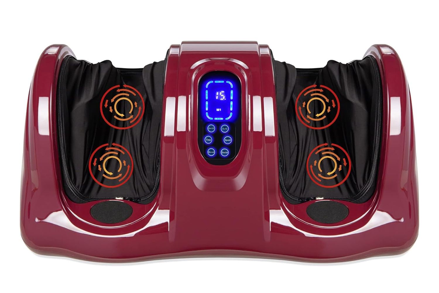 Amazon Best Choice Products Foot Massager Machine Shiatsu Foot Massager, Therapeutic Reflexology Kneading and Rolling for Feet, Ankle, High Intensity Rollers, Remote, Control, LCD Screen - Burgundy