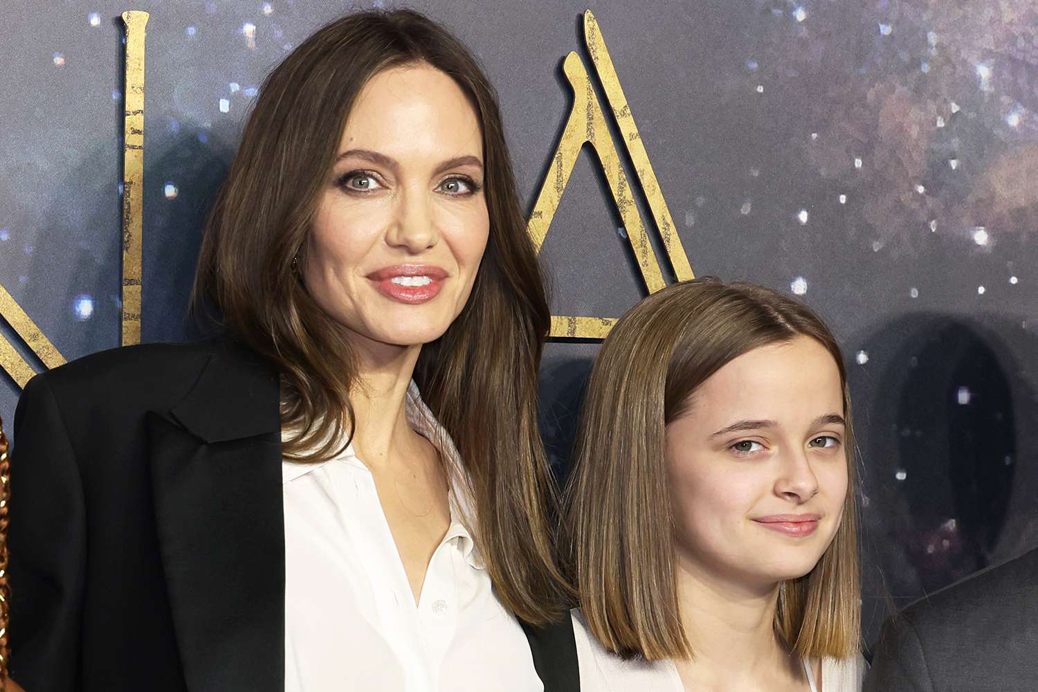 Angelina Jolie and Vivienne Jolie-Pitt attends the "The Eternals" UK Premiere at BFI IMAX Waterloo on October 27, 2021 in London, England.