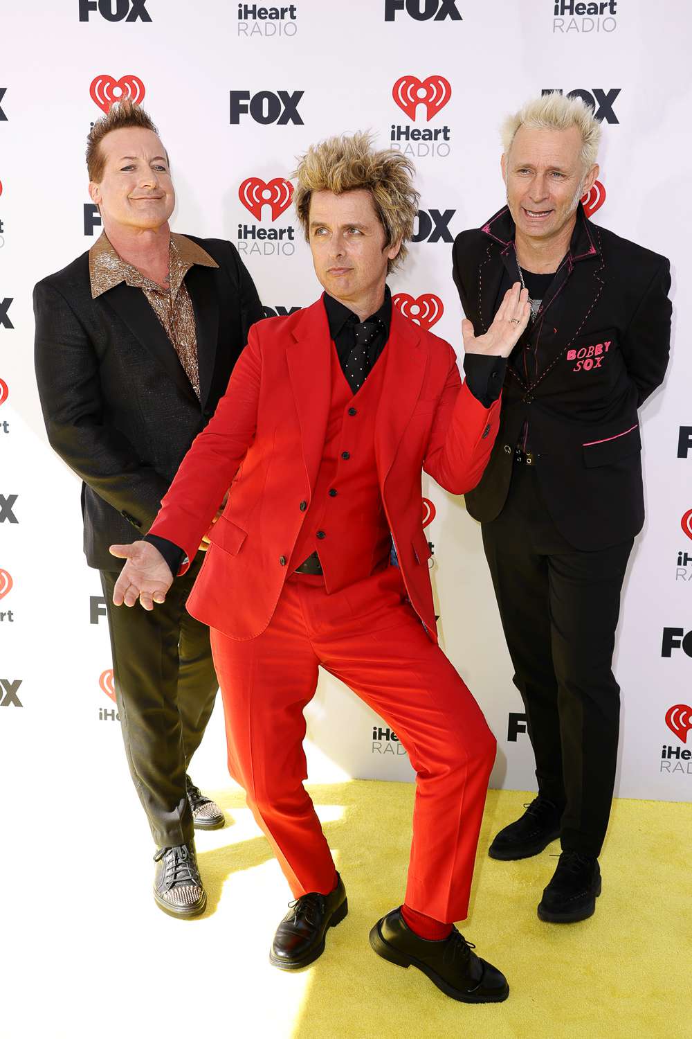 Tre Cool, Billie Joe Armstrong and Mike Dirnt of Green Day attend the 2024 iHeartRadio Music Awards at Dolby Theatre on April 01, 2024 in Hollywood, California