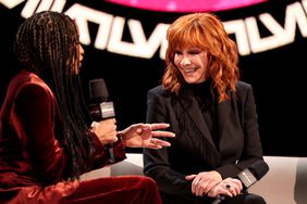 Nadeska Alexis and Reba McEntire at the Super Bowl LVIII Pregame + Apple Music Super Bowl LVIII Halftime Show press conference held at Mandalay Bay Convention Center on February 8, 2024 in Las Vegas, Nevada. 