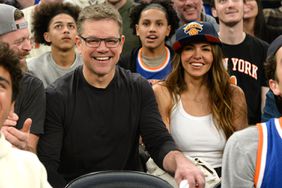 Matt Damon, Luciana Barroso San Antonio Spurs v New York Knicks, NBA Basketball, Madison Square Garden