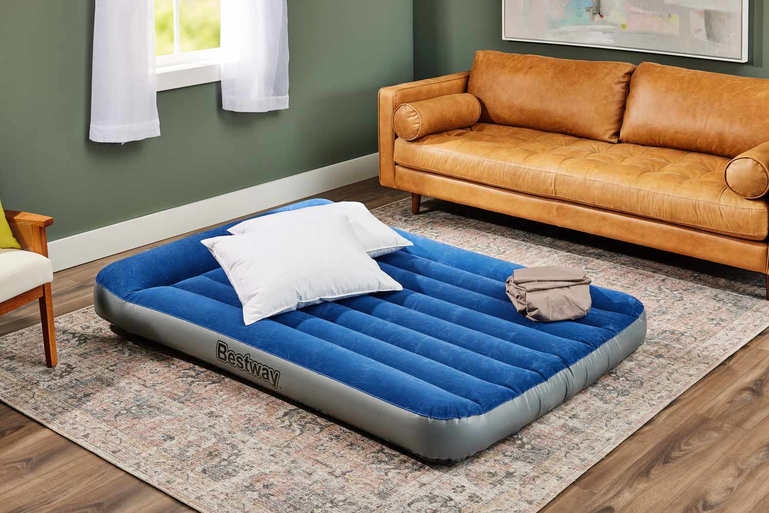 The Bestway Tritech Air Mattress with Built-in Pump after being inflated
