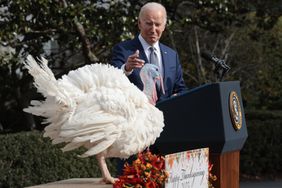 U.S. President Joe Biden pardons the National Thanksgiving turkeys Liberty and Bell during a ceremony on the South Lawn of the White House on November 20, 2023 in Washington, DC. The 2023 National Thanksgiving Turkey, Liberty and its alternate were raised in Willmar, Minnesota and will be housed at the University of Minnesota after their pardoning.