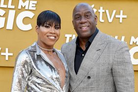EJ Johnson and Magic Johnson attend the Los Angeles Premiere Of Apple's "They Call Me Magic" at Regency Village Theatre on April 14, 2022 in Los Angeles, California