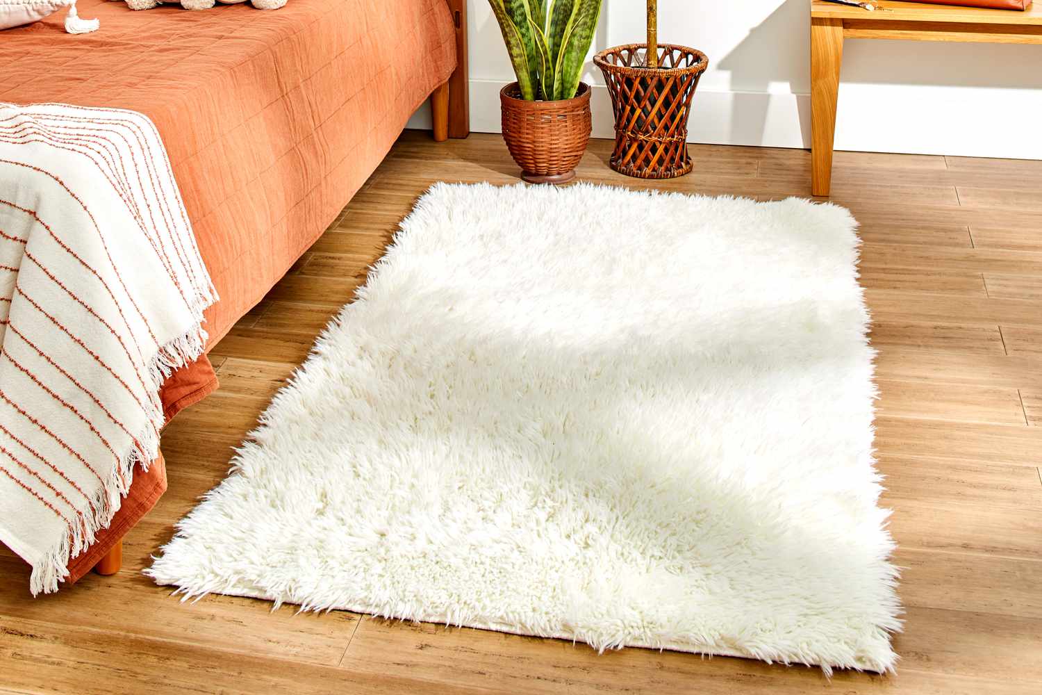 The Ruggable Shag Rug in a bedrooms setting
