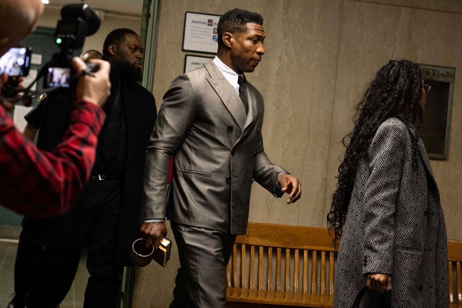 Jonathan Majors arrives at court for a jury selection on his domestic violence case, Wednesday, Nov. 29, 2023, in New York