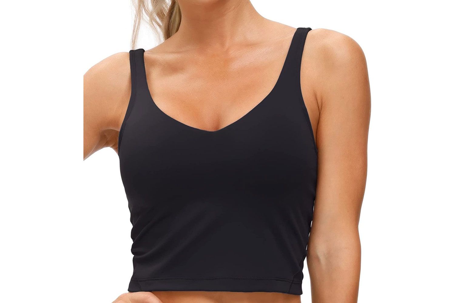 Amazon THE GYM PEOPLE Womens' Sports Bra Longline Wirefree Padded with Medium Support