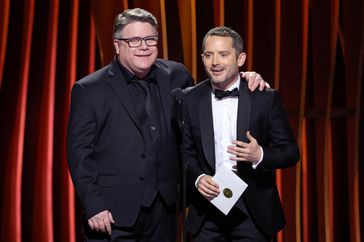 Sean Astin and Elijah Wood speak onstage during the 30th Annual Screen Actors Guild Awards at Shrine Auditorium and Expo Hall on February 24, 2024 in Los Angeles, California.