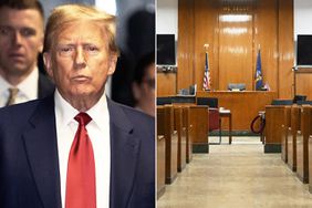 Donald Trump and courtroom at Manhattan Criminal Court in New York City