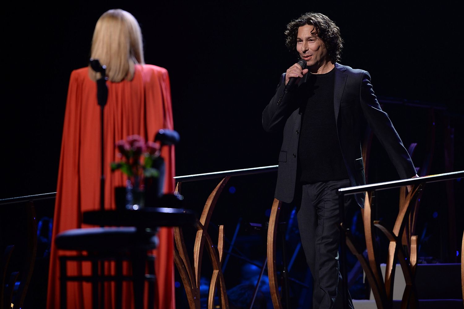 Musician Barbra Streisand performs on stage with her son Jason Gould in concert at O2 Arena on June 1, 2013 in London, England.