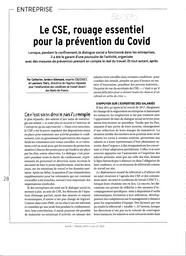 Le CSE, rouage essentiel pour la prévention du Covid. | JORDERY-ALLEMAND C.