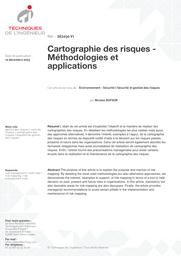 Cartographie des risques. Méthodologies et applications. | DUFOUR N.