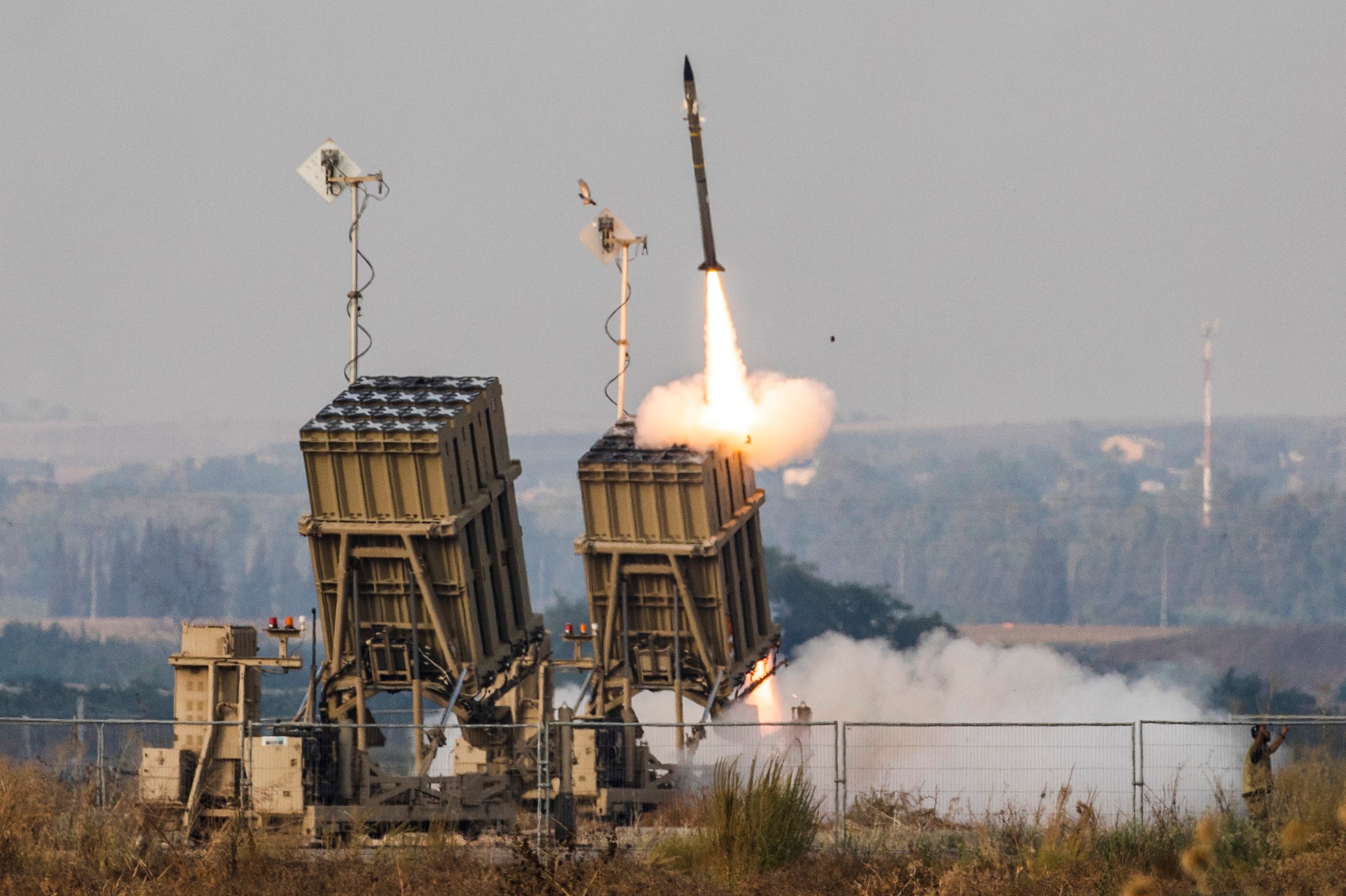 Israel’s Iron Dome anti-missile system is seen here firing an interceptor missile in 2022.