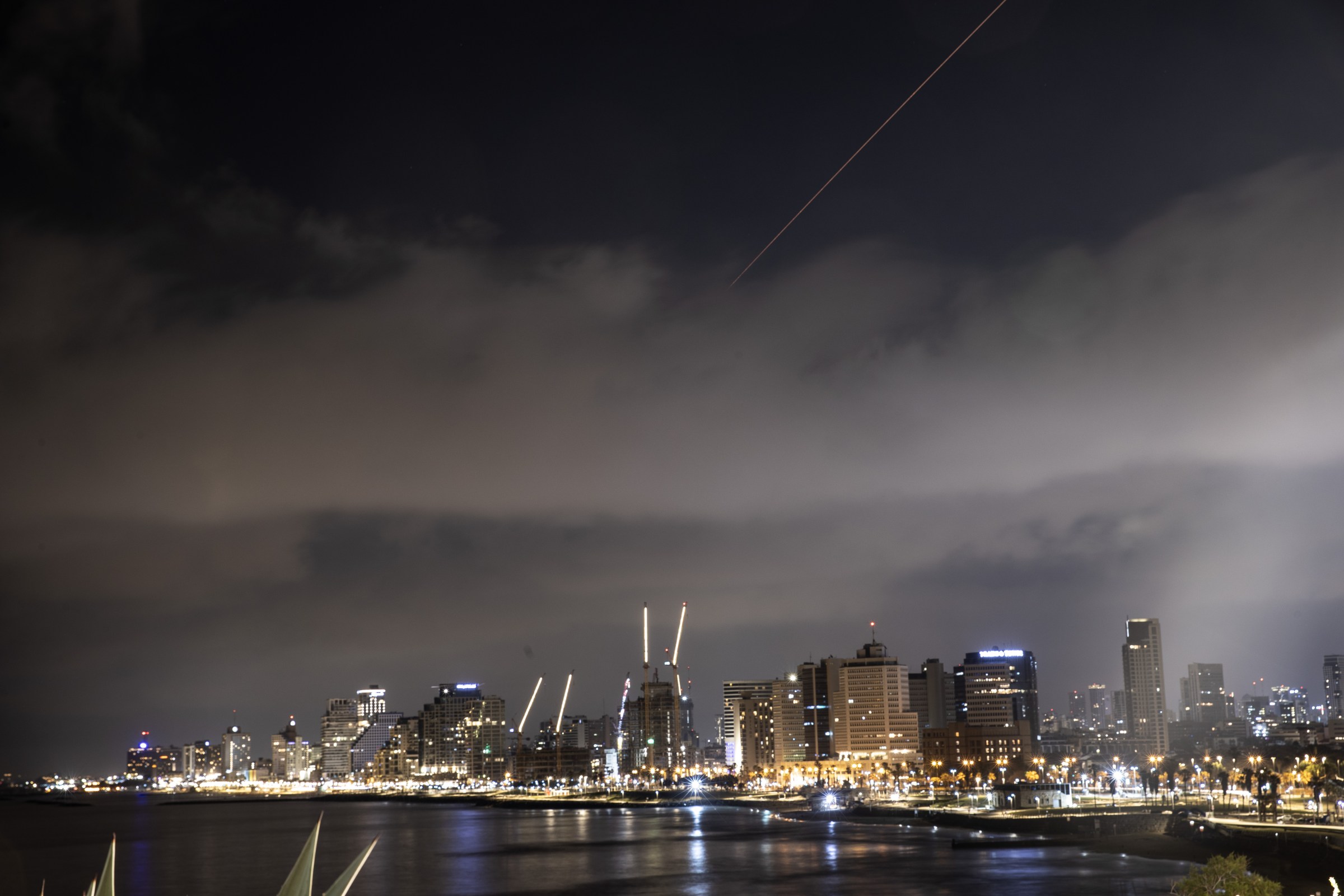 Explosions are seen in the skies of Israel’s capital, following the retaliatory attack from Iran over the weekend.