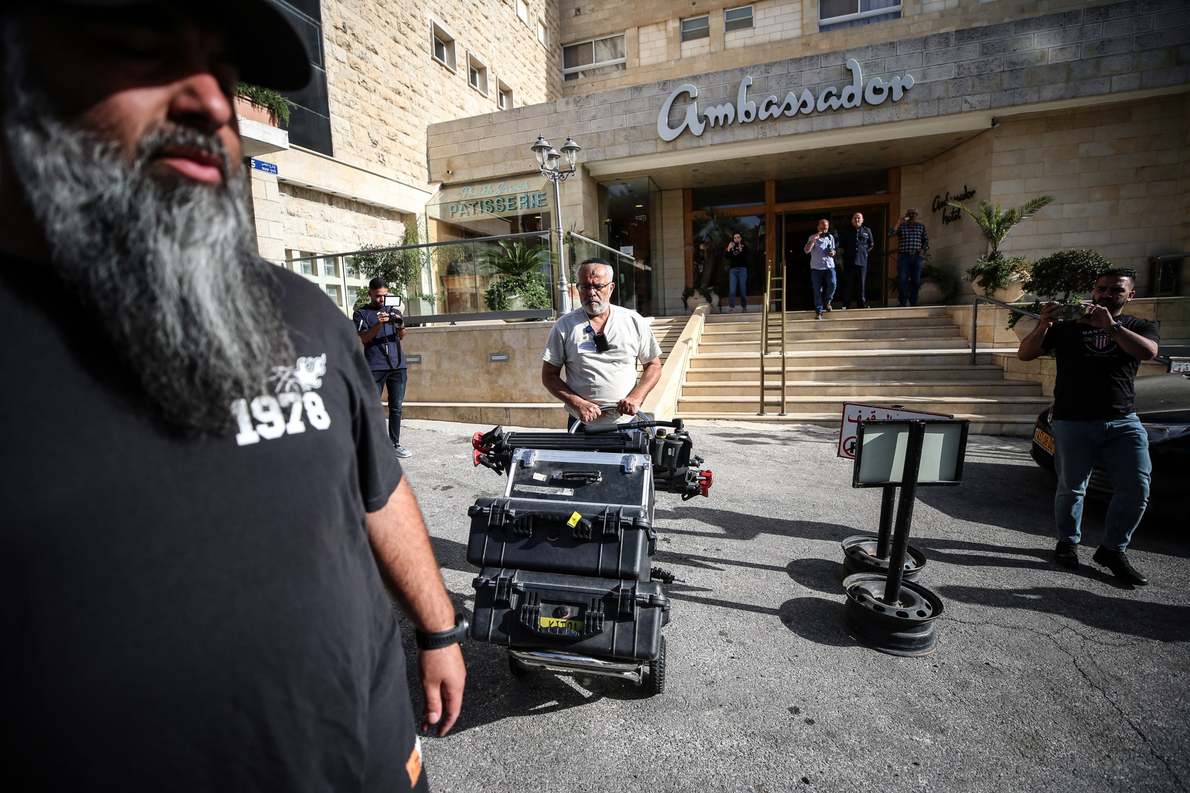 Inspectors and police are seen raiding the Al Jazeera offices in Jerusalem, Israel, on May 5, 2024, and confiscating its equipment. 