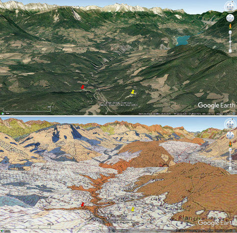 Contexte morphologique et géologique du site des argiles würmiennes de Cornillon-en-Trièves (punaise jaune) (Isère)