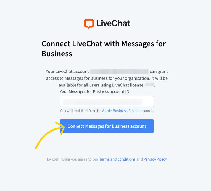 Connect LiveChat with Messages for Business