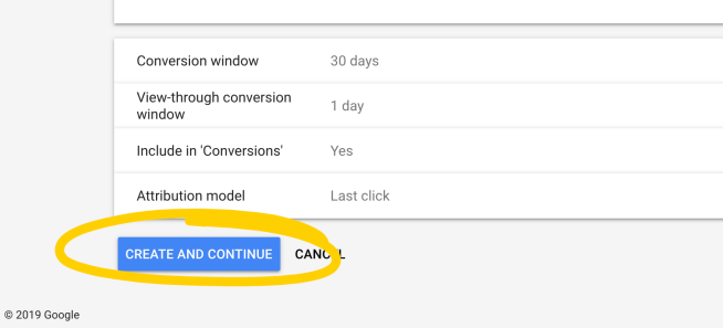 Save a new tag in Adwords
