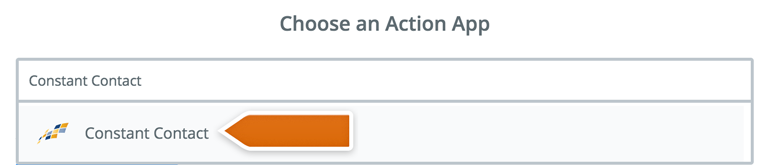 Choose Constant Contact as an Action App