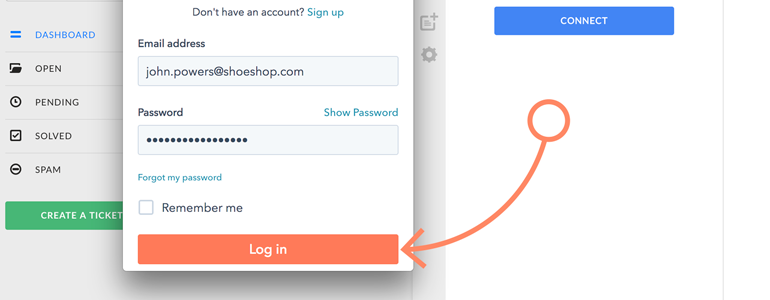 Provide your Hubspot credentials and click on Log in