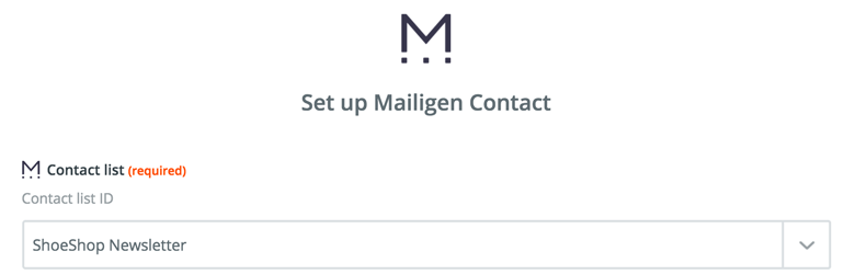 Choose a contact list in Mailigen