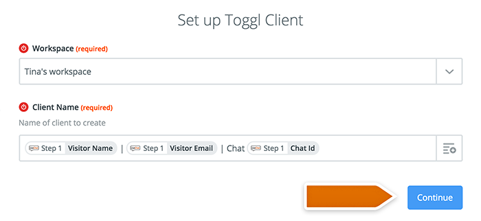 Integration with Toggl: Setting up a template
