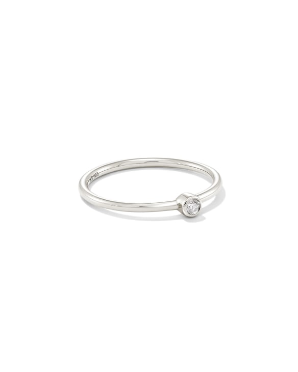 Audrey 14k White Gold Band Ring in White Diamond