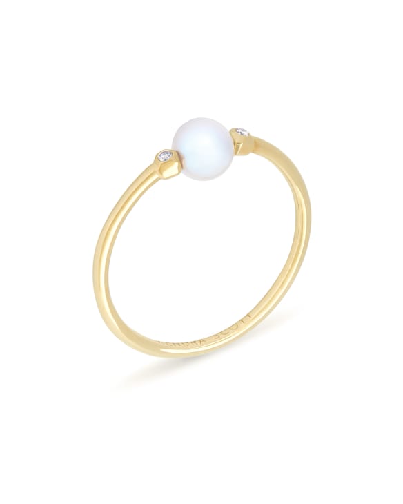 Cathleen 14k Yellow Gold Band Ring in Pearl