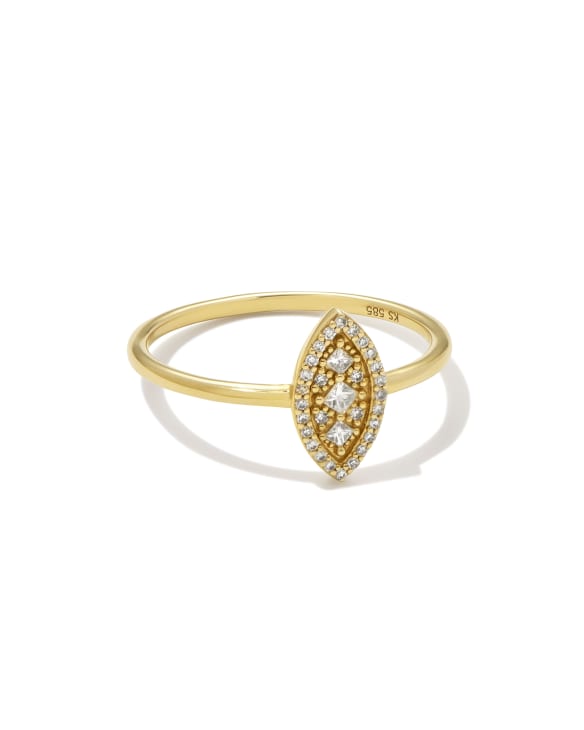 Vivianne 14k Yellow Gold Band Ring in White Diamond