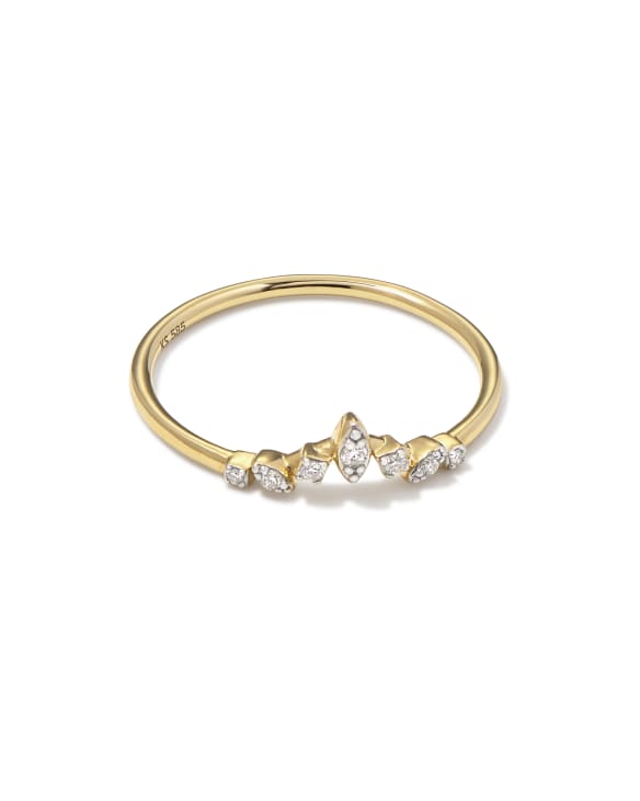 Willow 14k Yellow Gold Band Ring in White Diamond