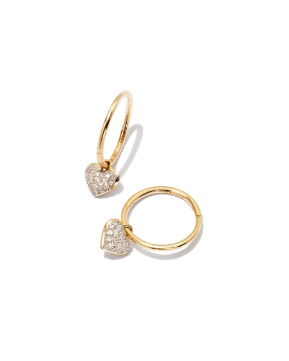 Madeline 14k Yellow Gold Huggie Earrings in White Diamond