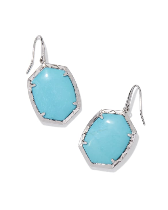 Daphne Silver Drop Earrings in Variegated Turquoise Magnesite