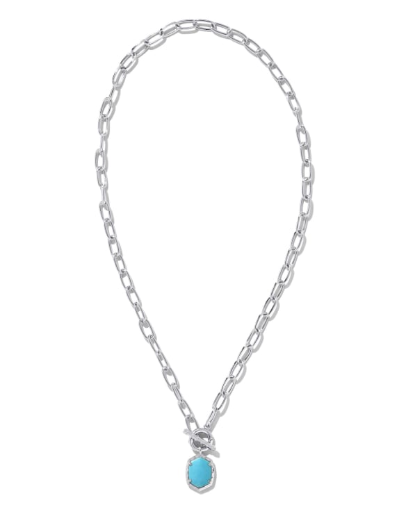Daphne Convertible Silver Link and Chain Necklace in Variegated Turquoise Magnesite