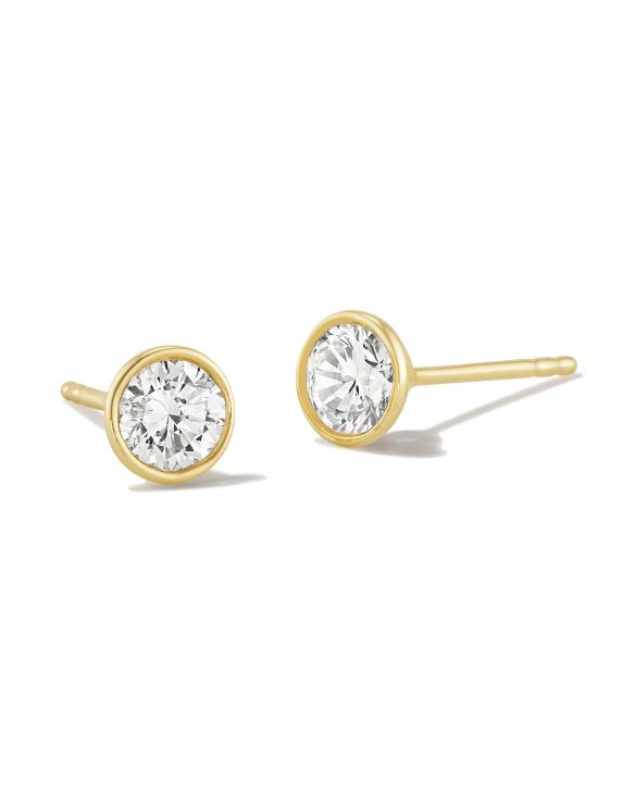 Lab Grown White Diamond Audrey Stud Earrings in 14k Yellow Gold