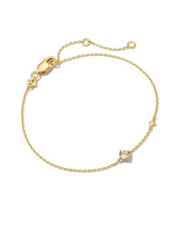 Maisie 18k Gold Vermeil Delicate Chain Bracelet in White Topaz
