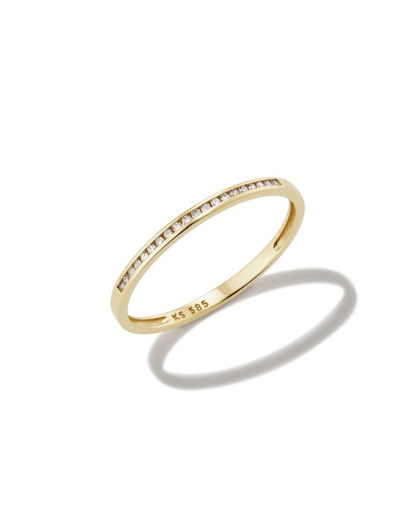 Carey 14k Yellow Gold Band Ring in White Diamond