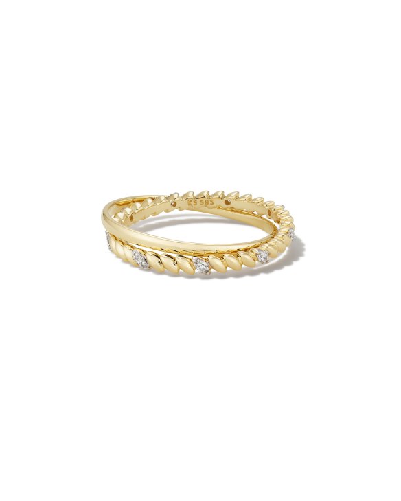 Tyler 14k Yellow Gold Double Band Ring in White Diamond